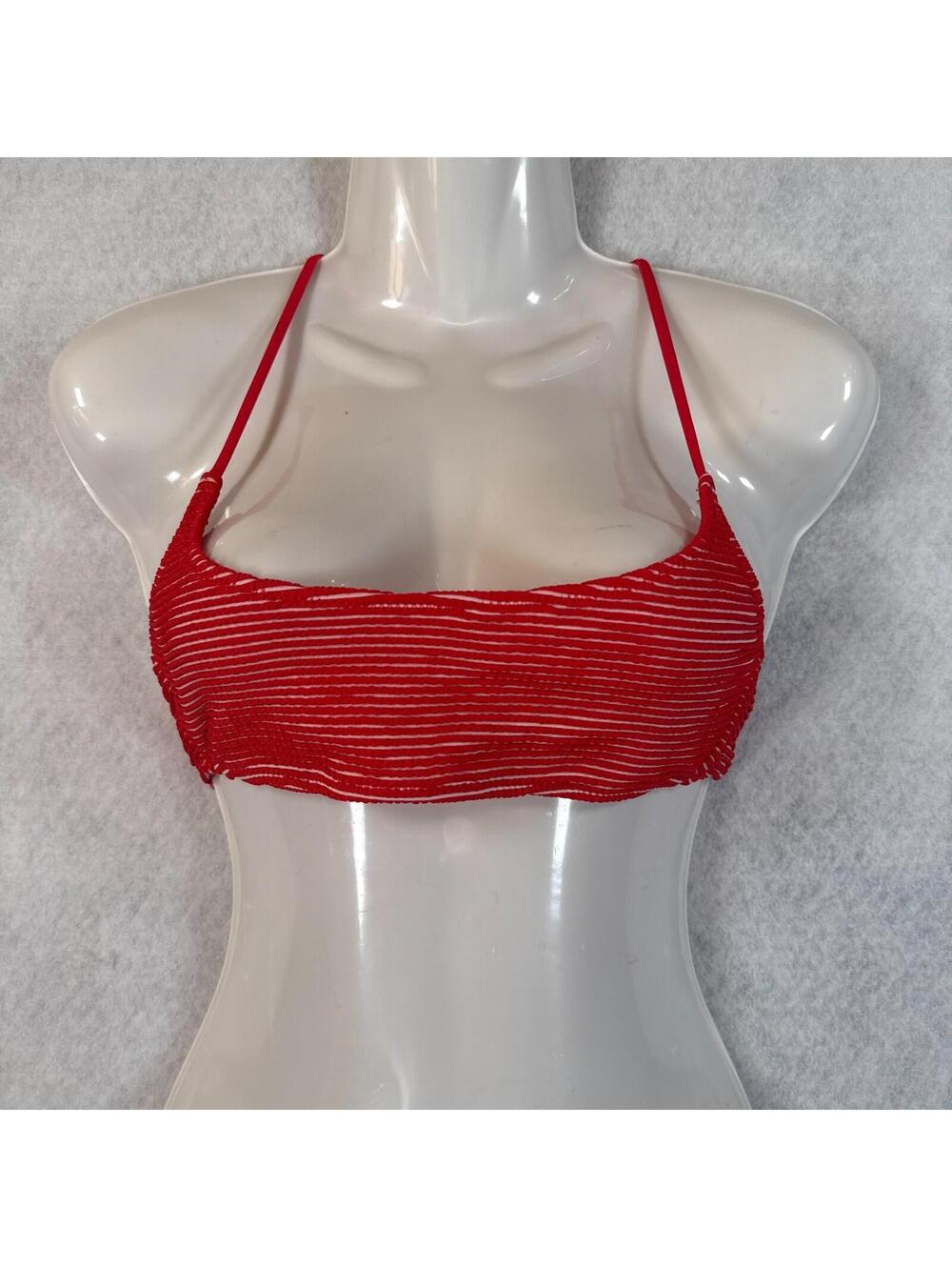 PacSun Womens XS Red Textured Bikini Swim Top NWT
